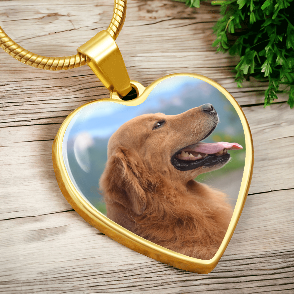 Custom Dog Necklace with Photo-Heart Shaped