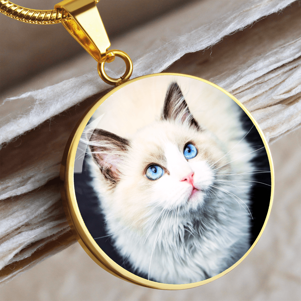Personalized Cat Photo Round Necklace