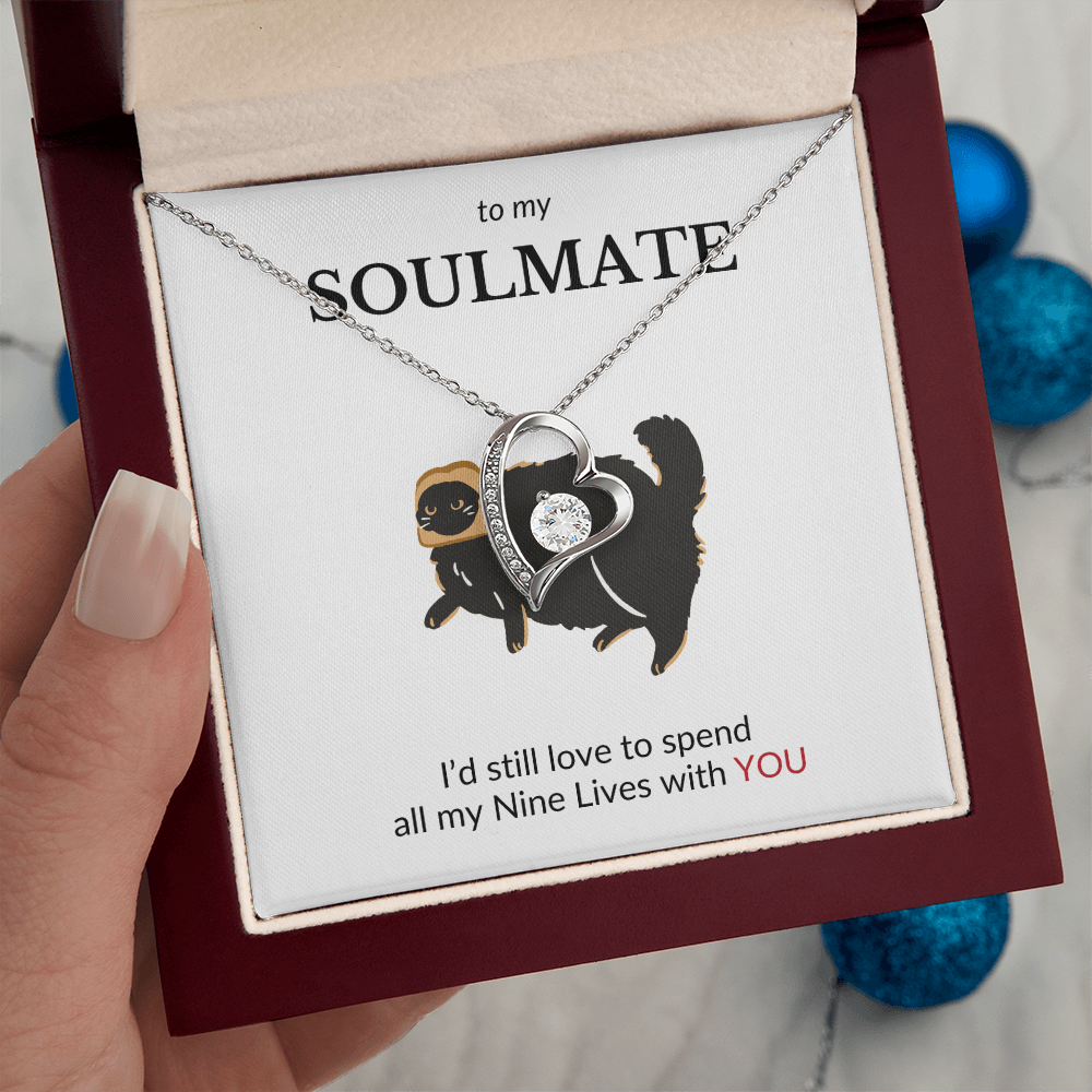 To My Soulmate- I'd Still Spend All Nine Lives- Forever Love Necklace