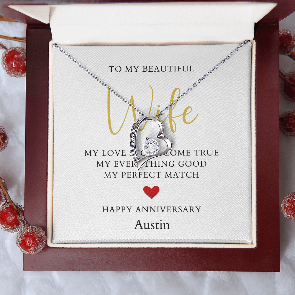 Personalized Anniversary-To My Beautiful Wife- Forever Love Necklace