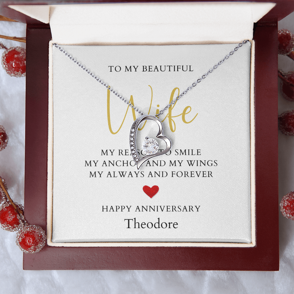Personalized Anniversary-To My Beautiful Wife- Forever Love Necklace