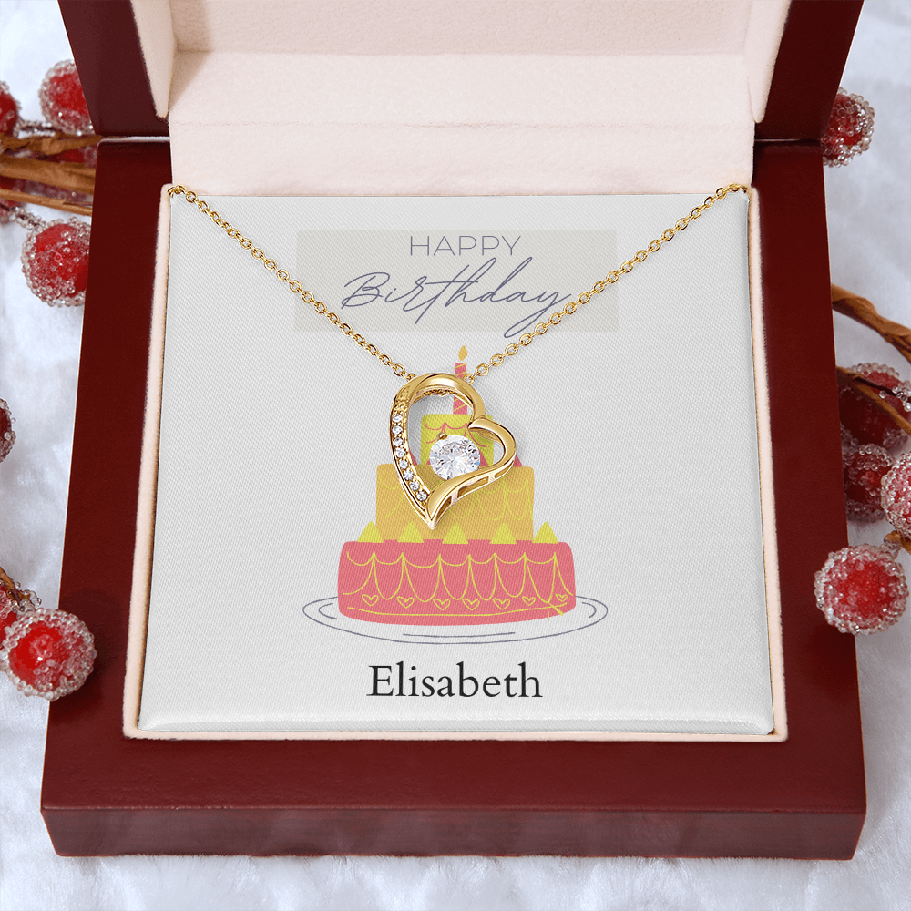 Personalized Happy Birthday- Parisian Cake Celebration-Forever Love Necklace
