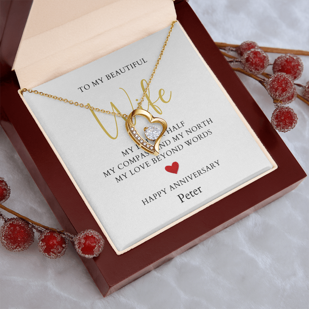 Personalized Anniversary-To My Beautiful Wife- Forever Love Necklace