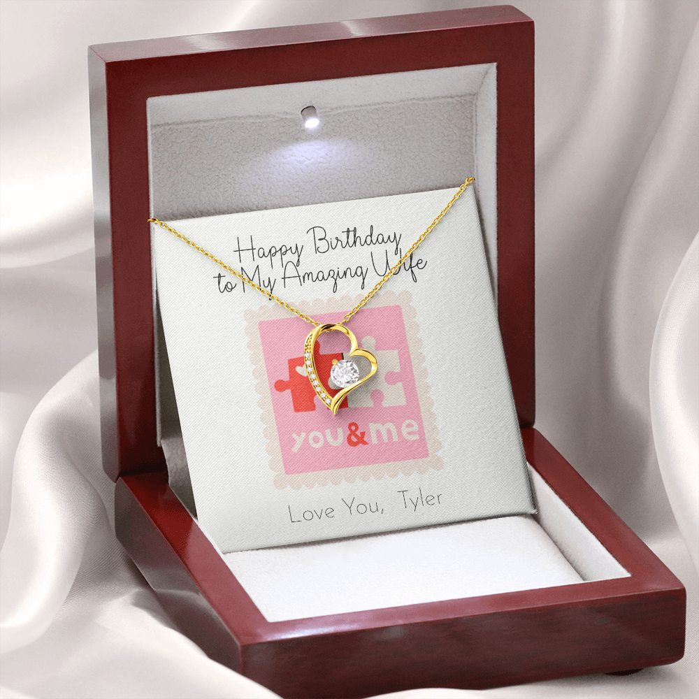 Personalized Happy Birthday- To My Amazing Wife- Forever Love Necklace