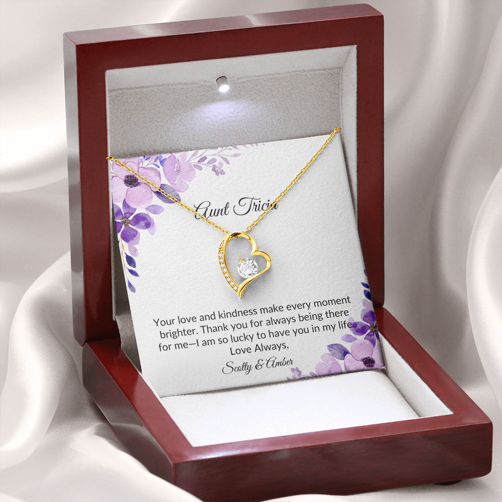 Personalized for Aunts- Your Love and Kindness Makes Every Moment Brighter-Forever Love Necklace