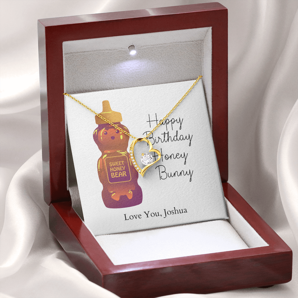 Personalized Happy Birthday- Honey Bunny- Forever Love Necklace