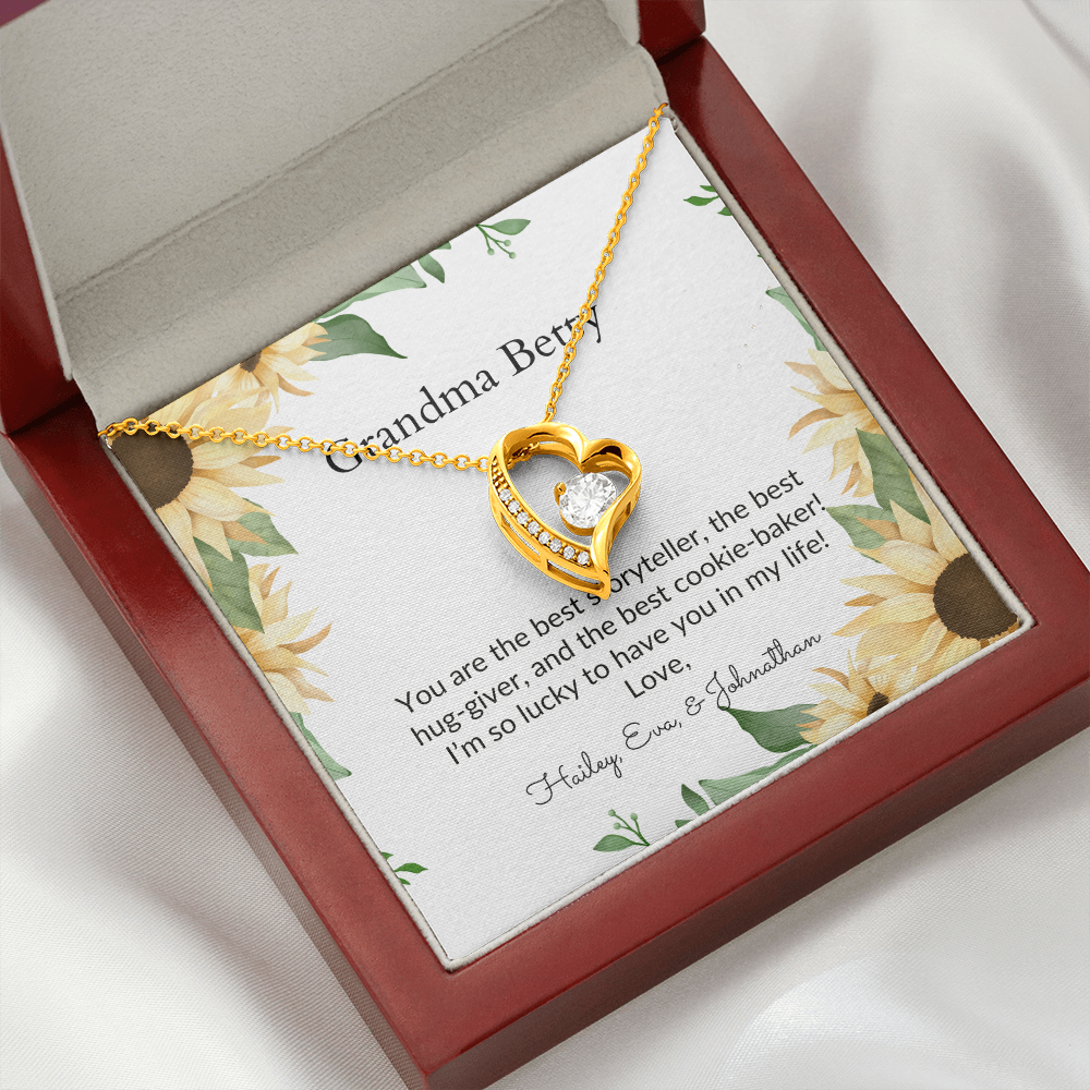 Personalized for Grandma- You Are The Best Storyteller, The Best Hug-Giver-Forever Love Necklace