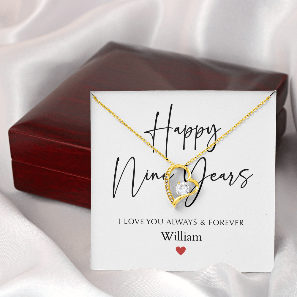 Personalized Happy Nine Year Anniversary-Forever Love Necklace