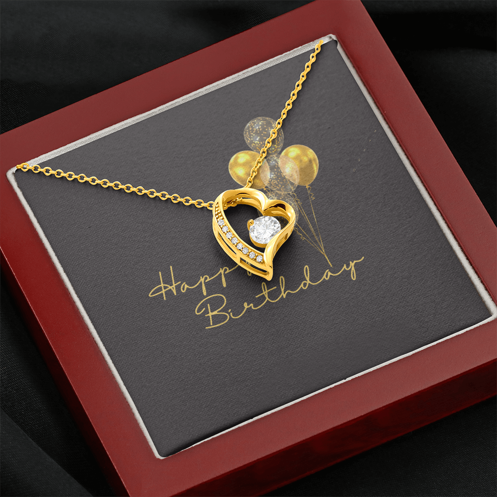 Happy Birthday- Black & Gold- Forever Love Necklace