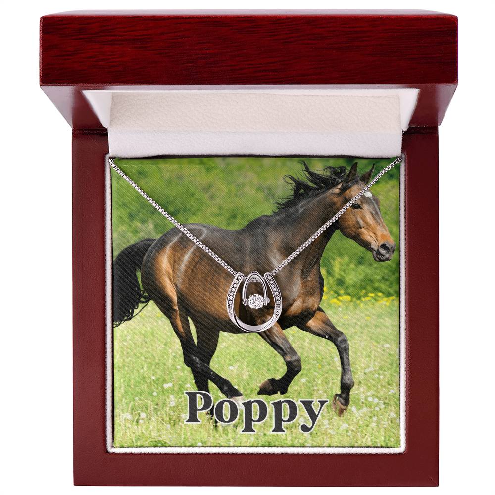Custom Horse Photograph & Name- Horseshoe Necklace
