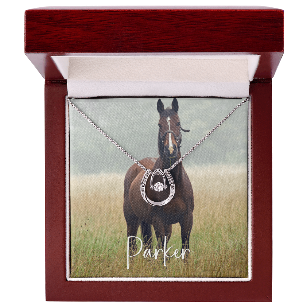 Custom Horse Photograph & Name- Horseshoe Necklace
