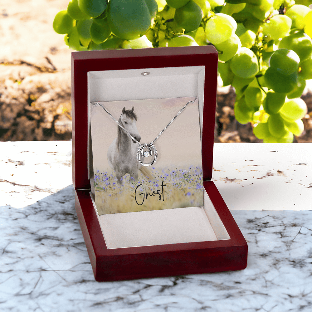 Custom Horse Photograph & Name- Horseshoe Necklace