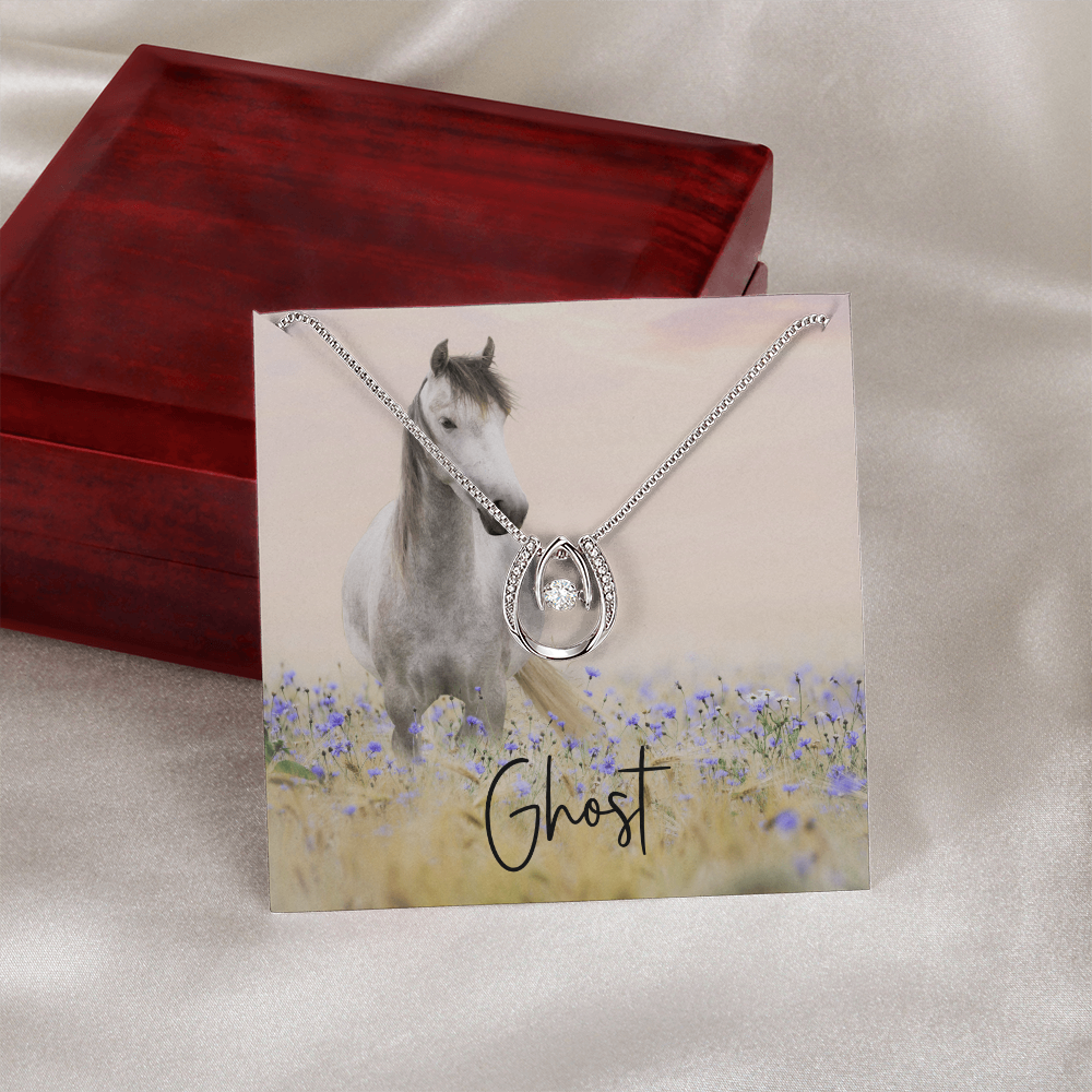 Custom Horse Photograph & Name- Horseshoe Necklace
