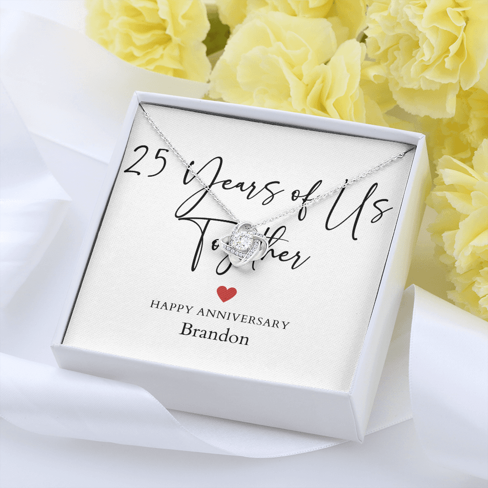 Personalized Twenty-Five Years Of Us Anniversary- Love Knot Necklace