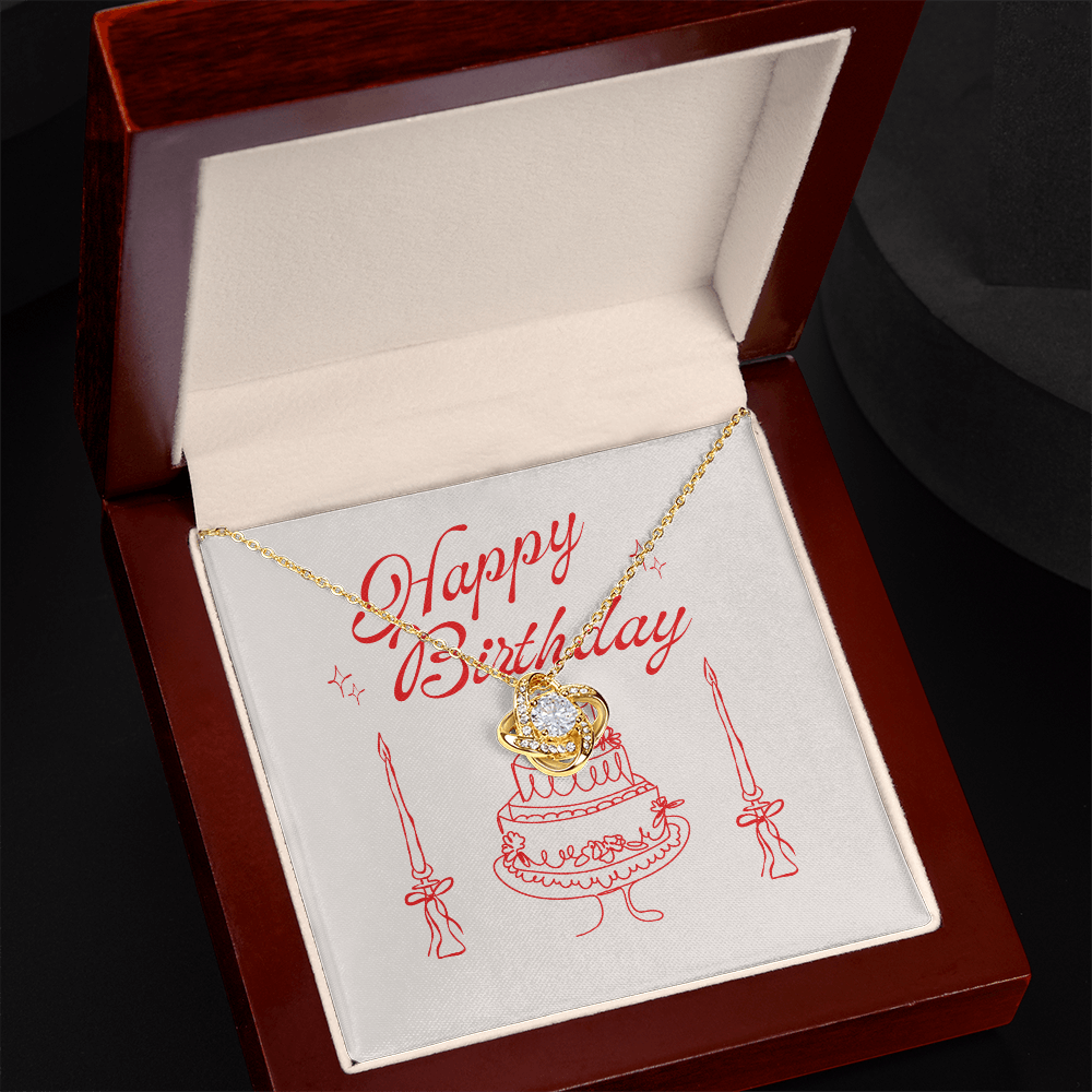 Happy Birthday- Pink Candles & Bows- Love Knot Necklace