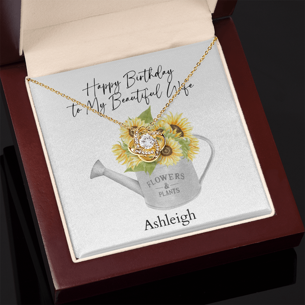 Personalized Happy Birthday- To My Beautiful Wife- Love Knot Necklace