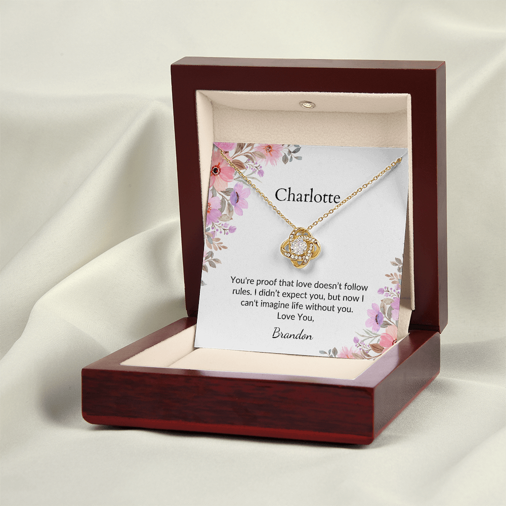 Personalized for Bonus Daughter-You're Proof Love Doesn't Have Rules- Love Knot Necklace