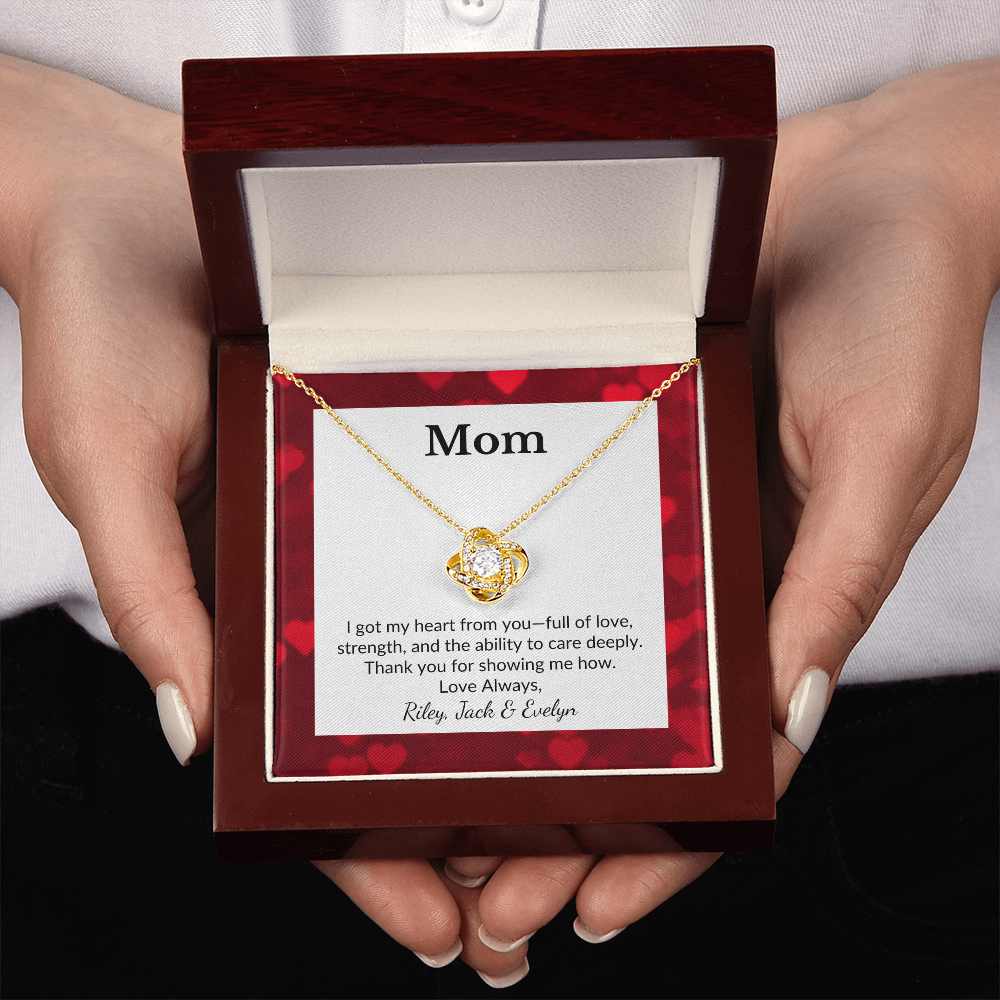 Personalized for Mothers- I Got My Heart From You- Love Knot Necklace