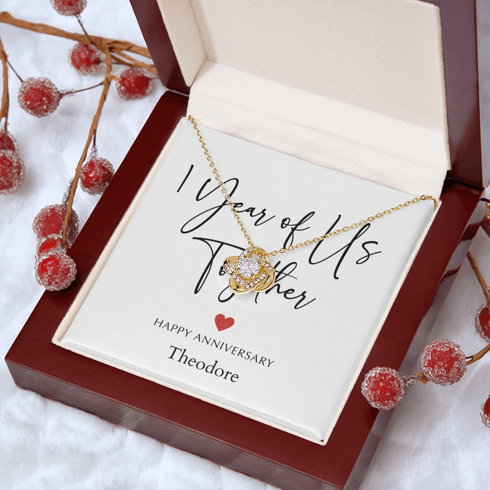 Personalized One Year Of Us Anniversary- Love Knot Necklace