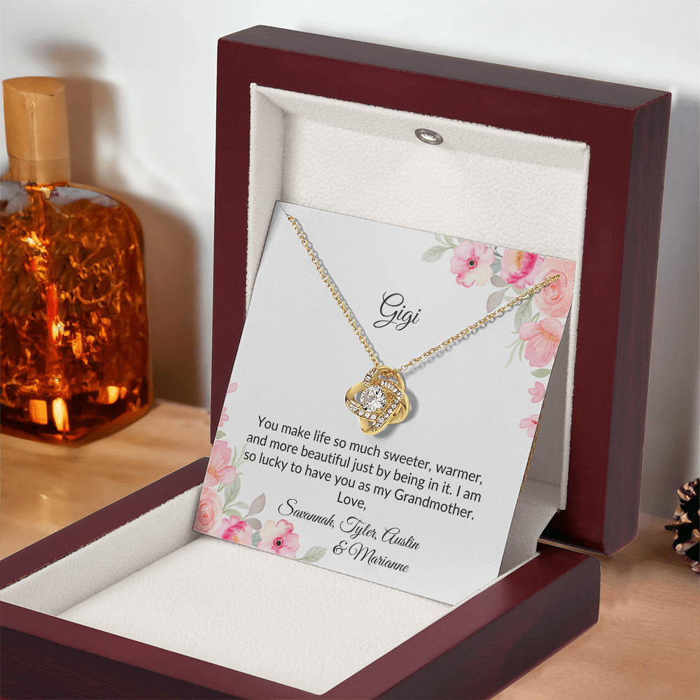Personalized for Grandmothers- You Make Life So Much Sweeter-Love Knot Necklace