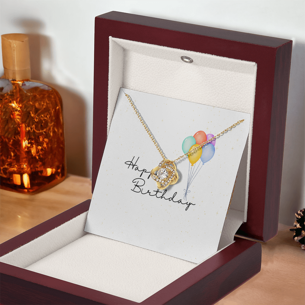 Happy Birthday- Bright Balloons- Love Knot Necklace