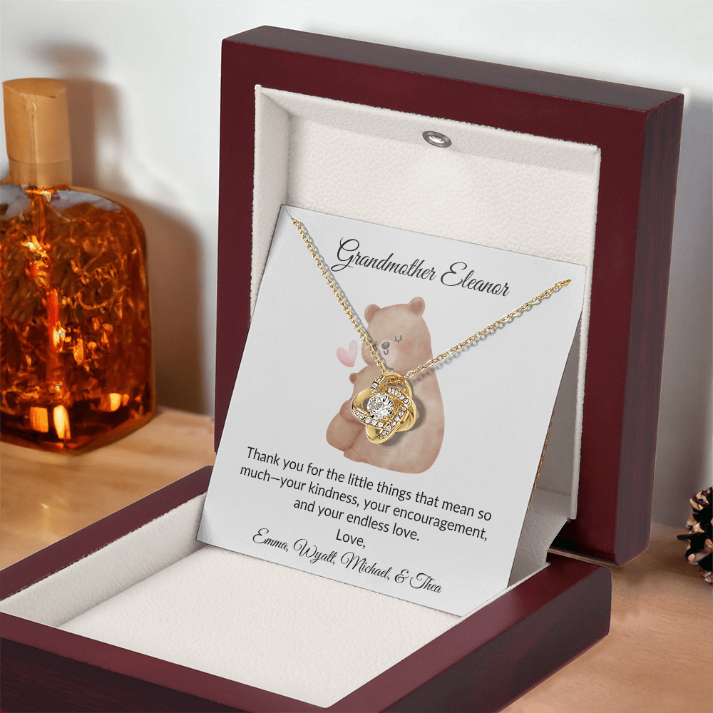 Personalized for Grandmothers- Thank You For The Little Things-Love Knot Necklace
