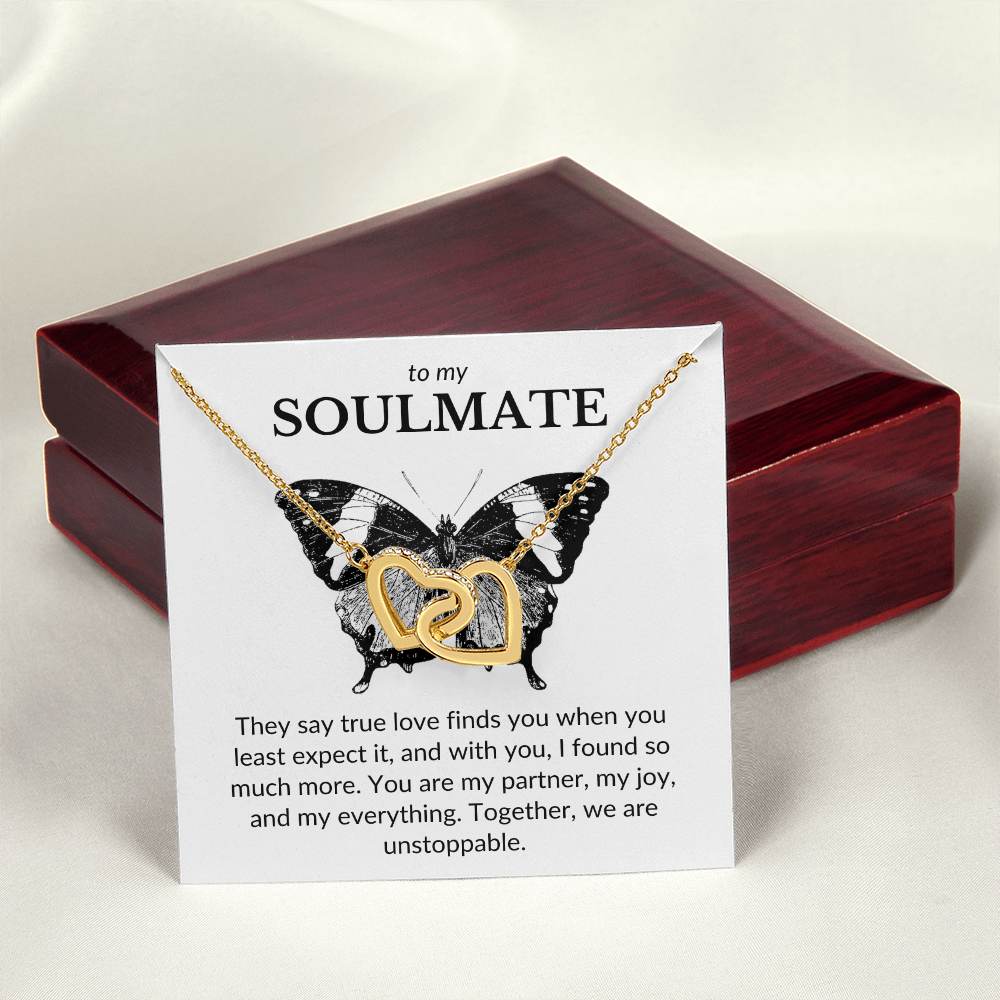 To My Soulmate- They Say True Love Finds You-Interlocking Hearts Necklace