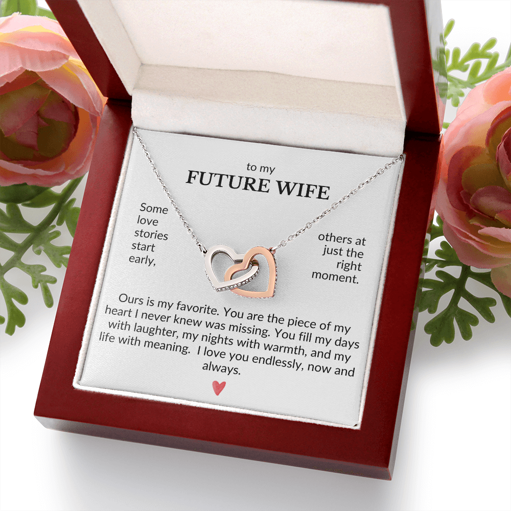 To My Future Wife- Some Love Stories Start Early, Ours Is My Favorite-Interlocking Hearts Necklace