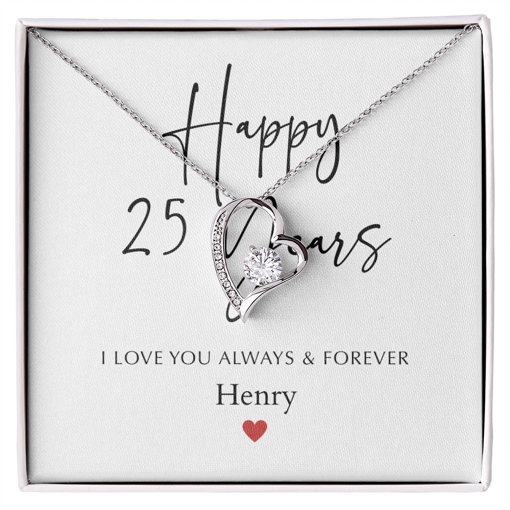 Personalized Happy Twenty-Five Year Anniversary-Forever Love Necklace