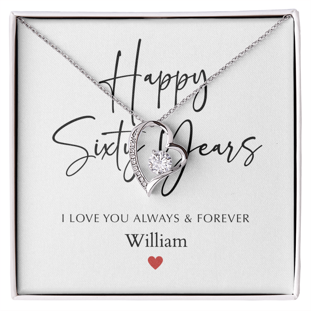 Personalized Happy Sixty Year Anniversary-Forever Love Necklace