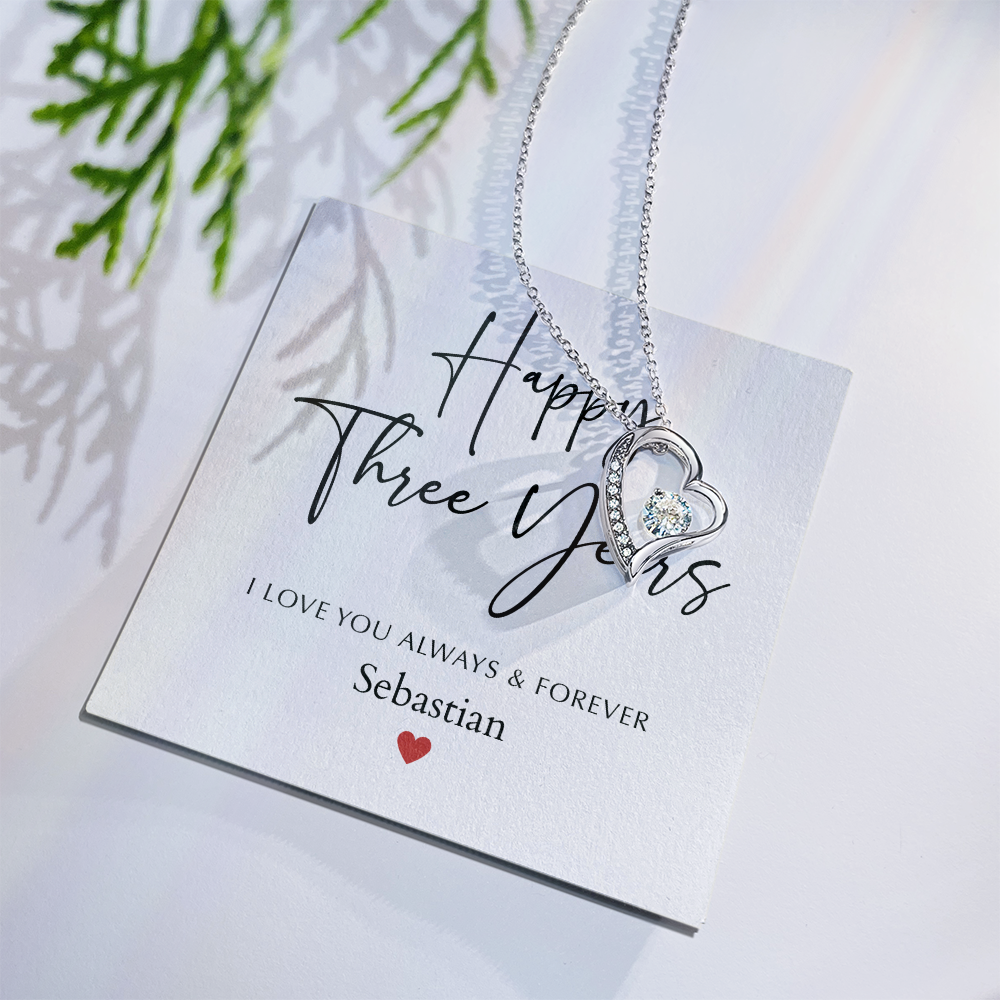 Personalized Happy Three Year Anniversary-Forever Love Necklace