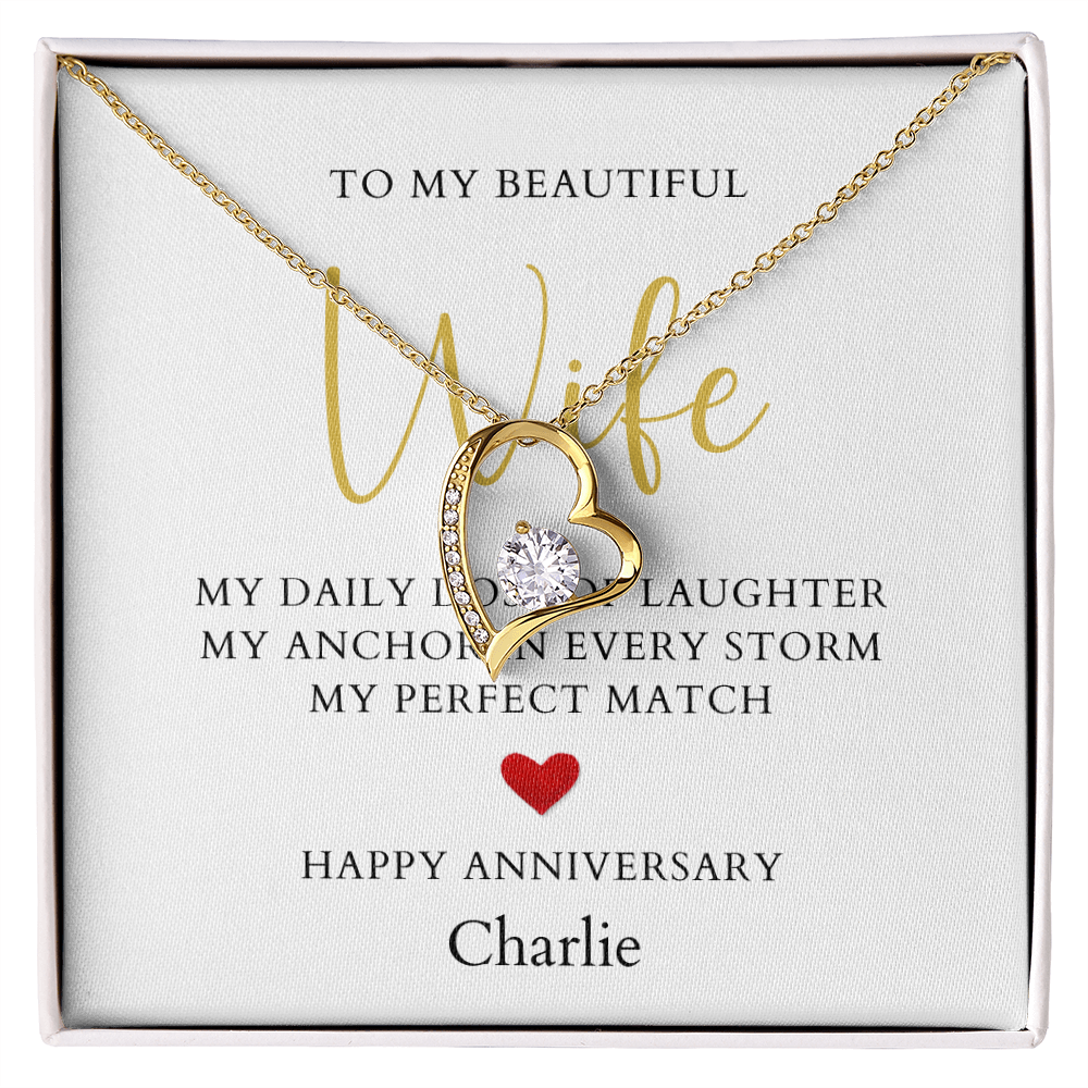 Personalized Anniversary-To My Beautiful Wife- Forever Love Necklace