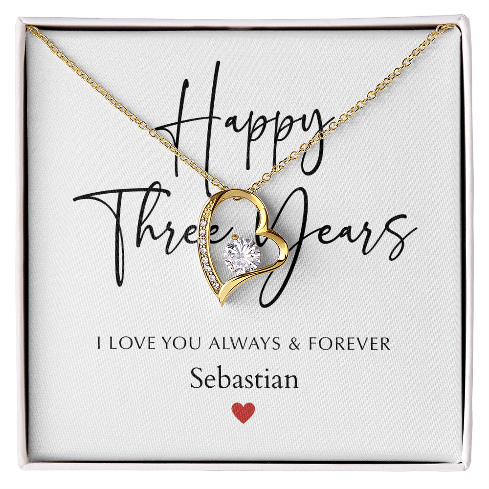 Personalized Happy Three Year Anniversary-Forever Love Necklace
