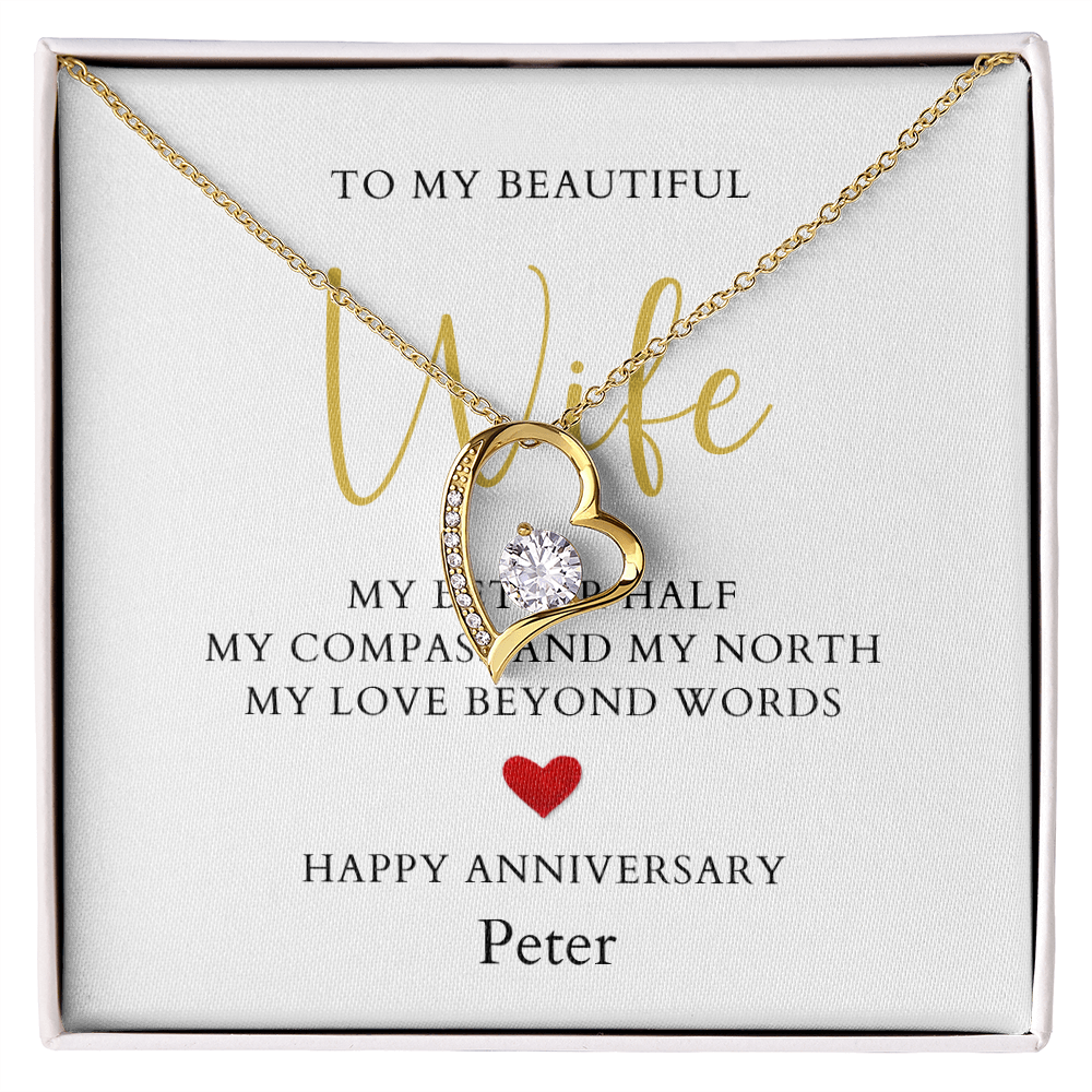 Personalized Anniversary-To My Beautiful Wife- Forever Love Necklace