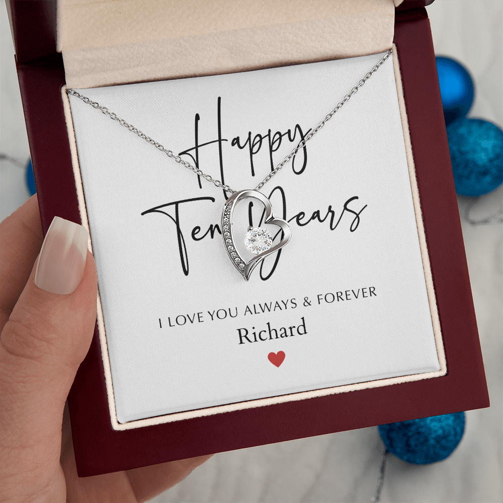 Personalized Happy Ten Year Anniversary-Forever Love Necklace