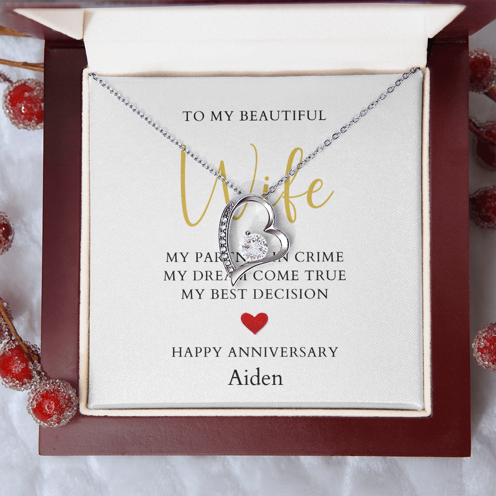 Personalized Anniversary-To My Beautiful Wife- Forever Love Necklace