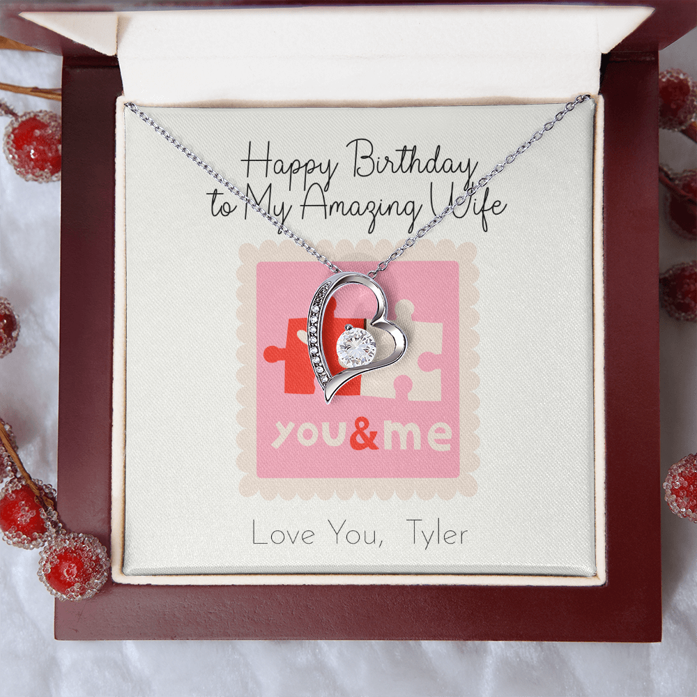 Personalized Happy Birthday- To My Amazing Wife- Forever Love Necklace