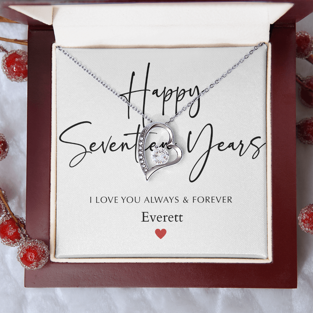 Personalized Happy Seventeen Year Anniversary-Forever Love Necklace