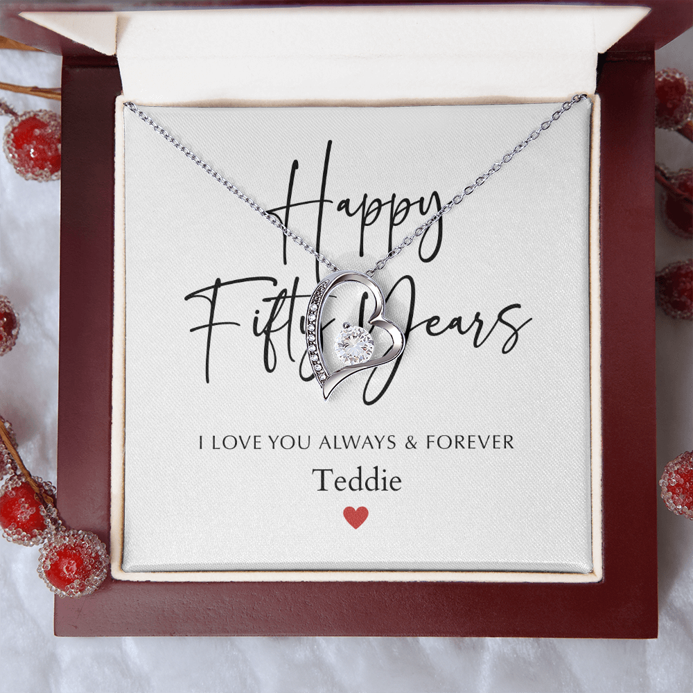 Personalized Happy Fifty Year Anniversary-Forever Love Necklace