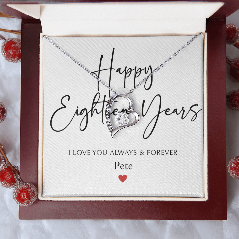 Personalized Happy Eighteen Year Anniversary-Forever Love Necklace