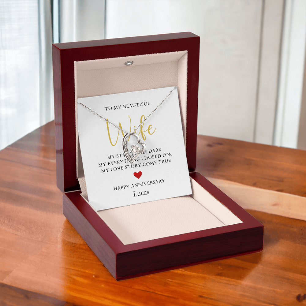 Personalized Anniversary-To My Beautiful Wife- Forever Love Necklace