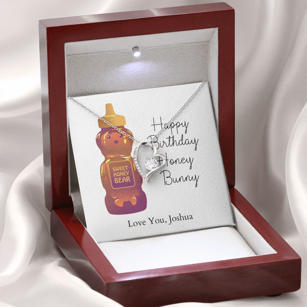 Personalized Happy Birthday- Honey Bunny- Forever Love Necklace