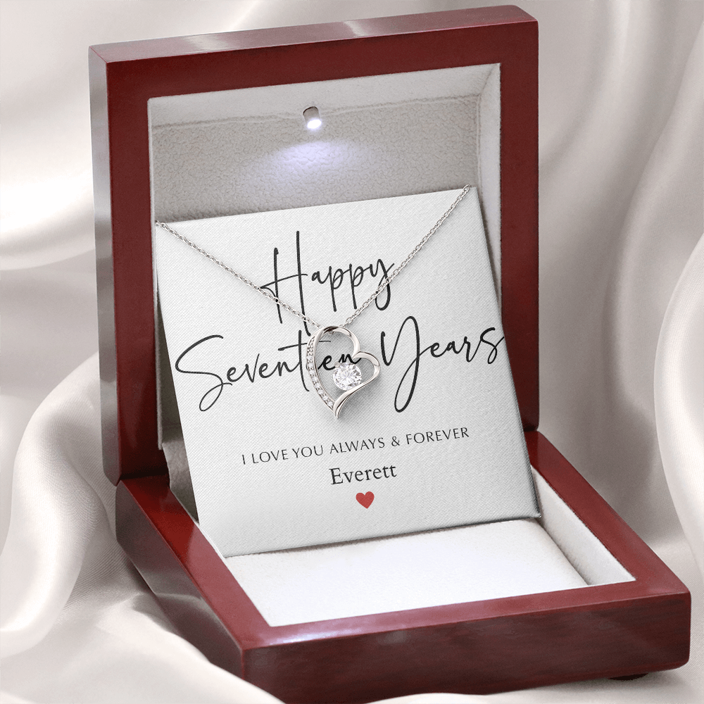 Personalized Happy Seventeen Year Anniversary-Forever Love Necklace