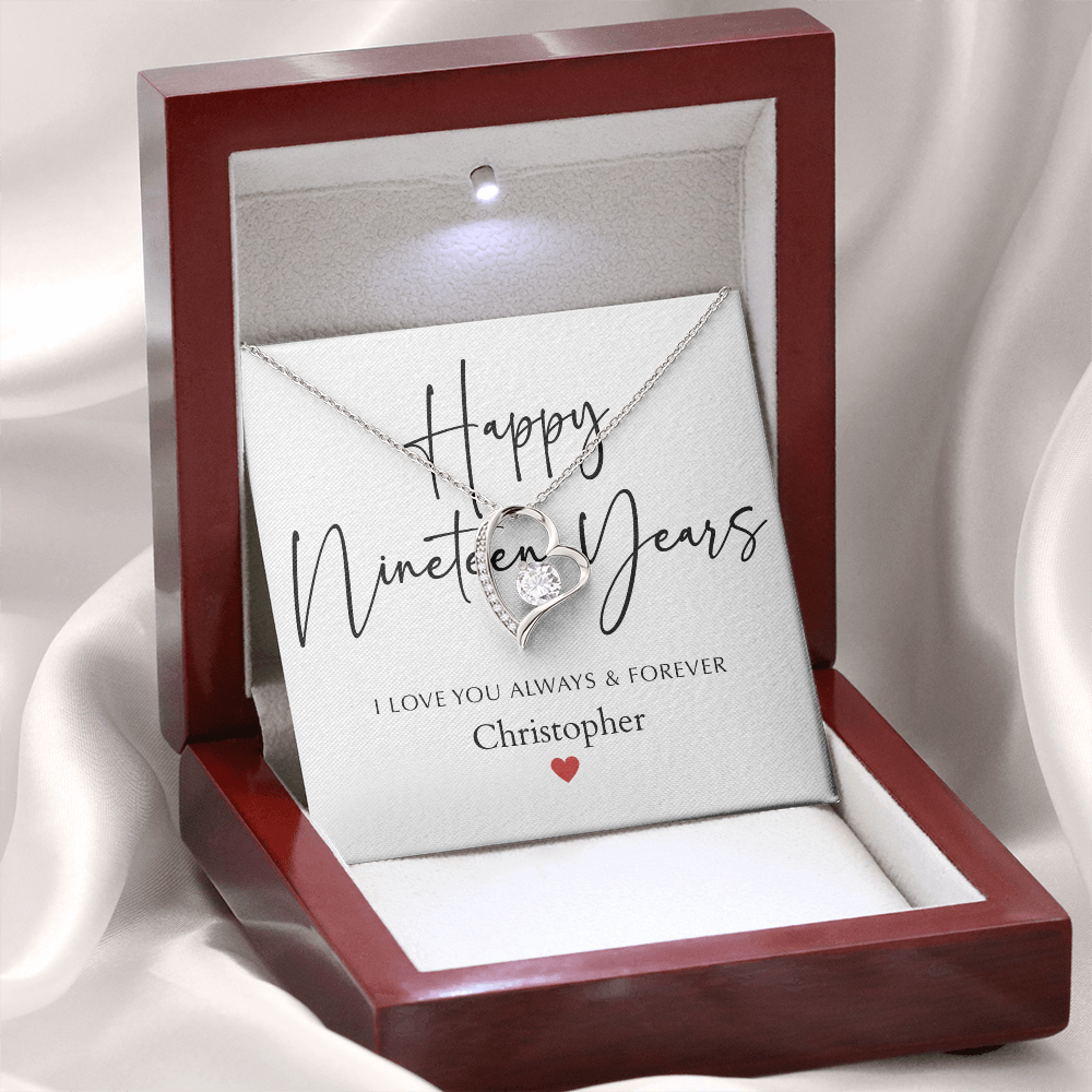 Personalized Happy Nineteen Year Anniversary-Forever Love Necklace