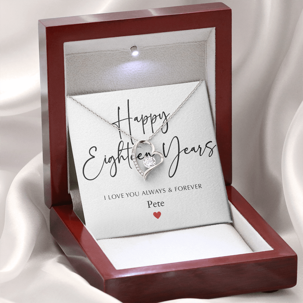 Personalized Happy Eighteen Year Anniversary-Forever Love Necklace