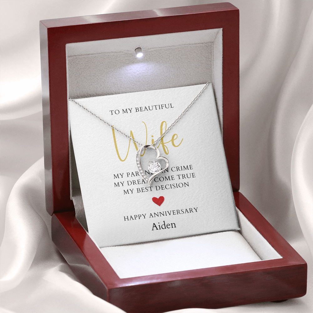 Personalized Anniversary-To My Beautiful Wife- Forever Love Necklace