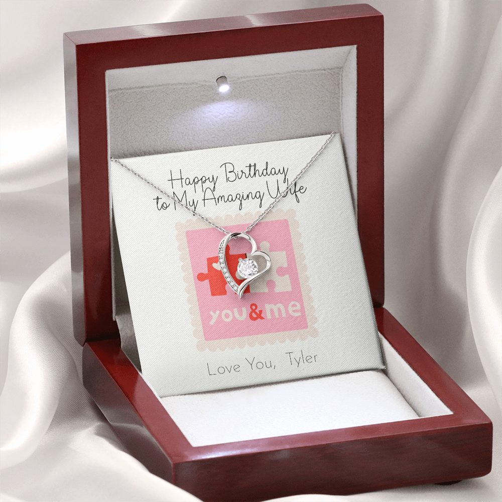 Personalized Happy Birthday- To My Amazing Wife- Forever Love Necklace