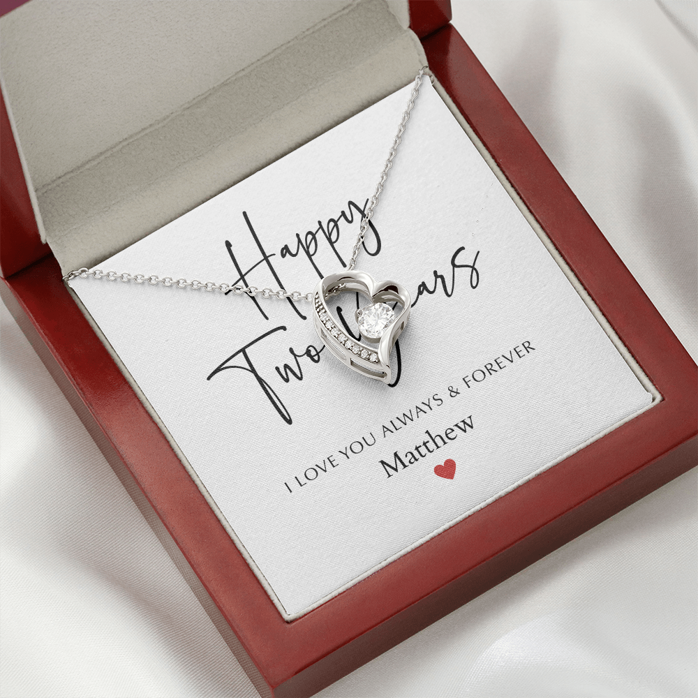 Personalized Happy Two Year Anniversary-Forever Love Necklace