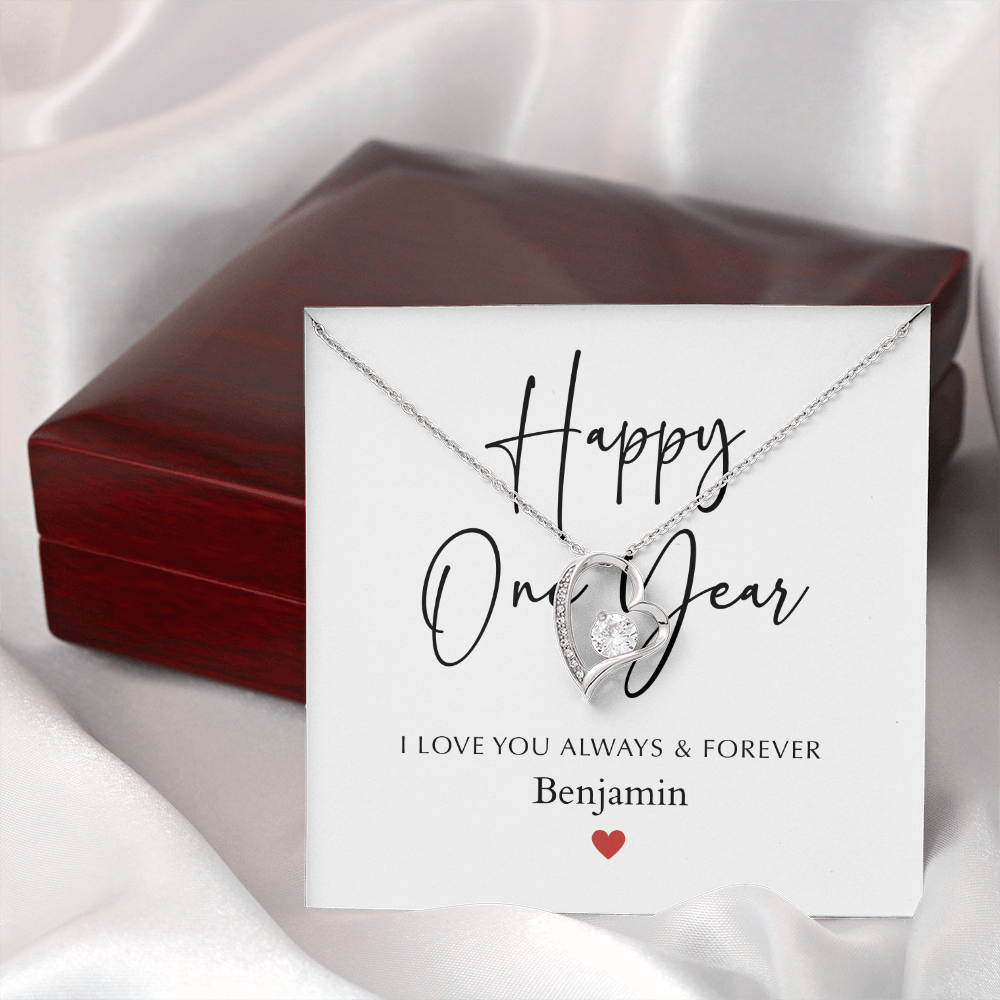 Personalized Happy One Year Anniversary-Forever Love Necklace