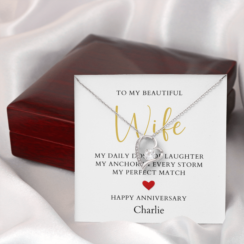 Personalized Anniversary-To My Beautiful Wife- Forever Love Necklace